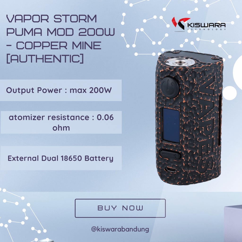 Vapor Storm Puma Mod 200W - COPPER MINE [Authentic] KiswaraBandung