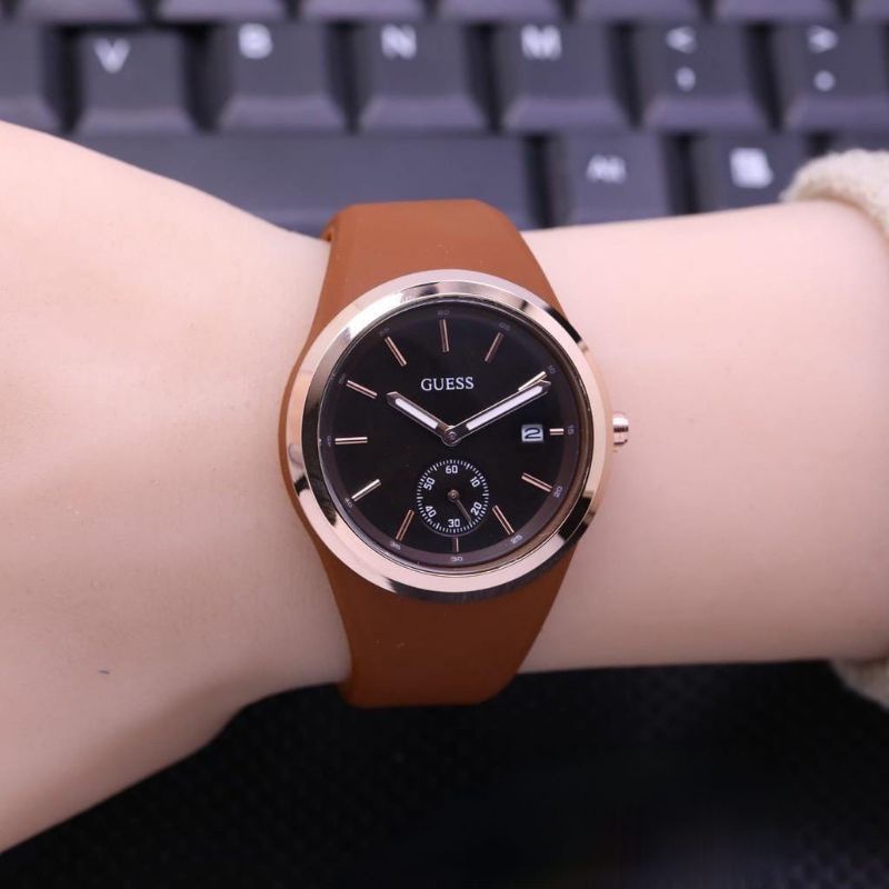 (Cod)Jam Tangan Wanita  GuesCrono Variasi Tanggal Aktif Strap Rubber(Dikirim Jakarta)