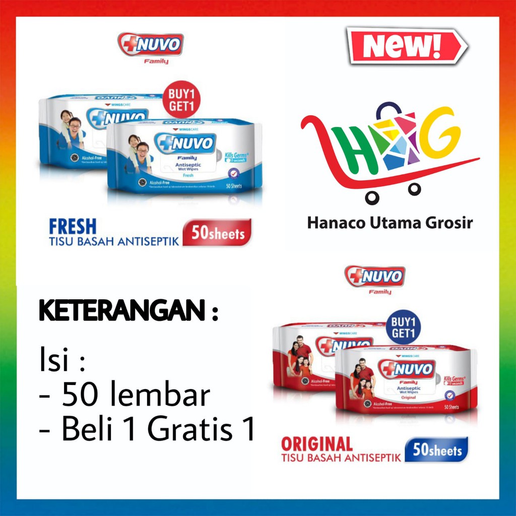 Tisu Basah NUVO Wet Wipes Merah / Biru 50s