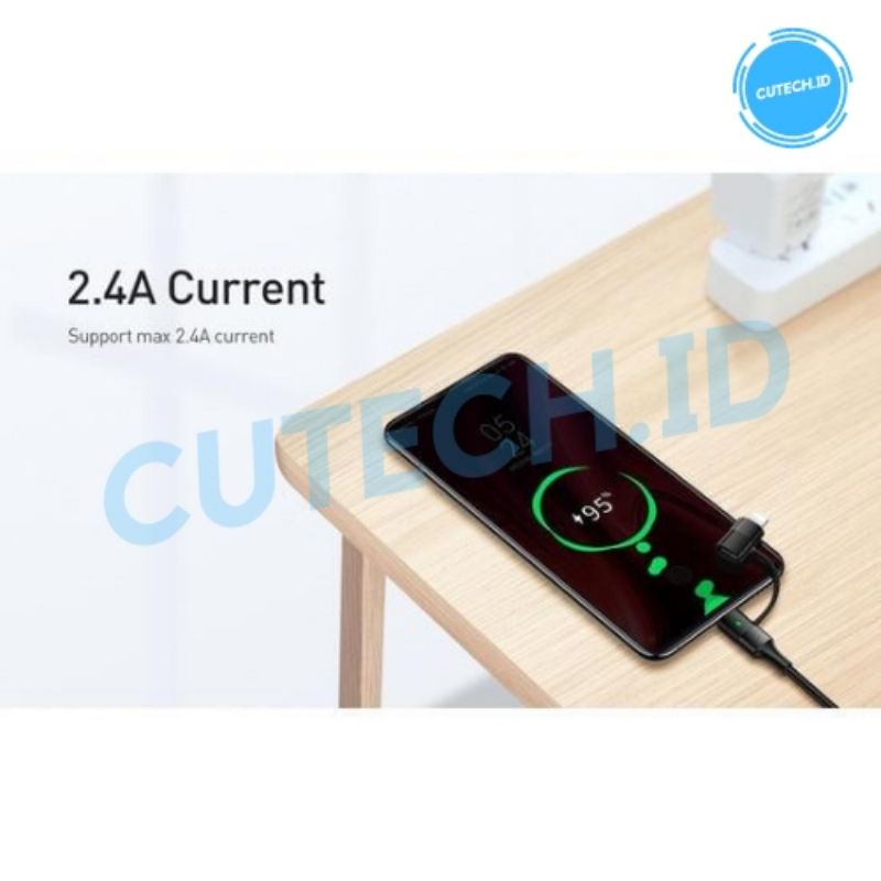 MCDODO KABEL DATA 2 IN 1 LED QC 4.0 USB TO TYPE C + LIGHTNING 2.4A