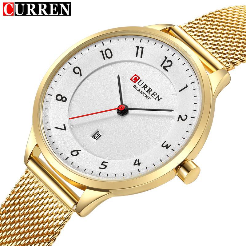 CURREN 9035 Jam Tangan Wanita Analog Tali Kulit Chronograph Aktif WATCHKITE WKOS