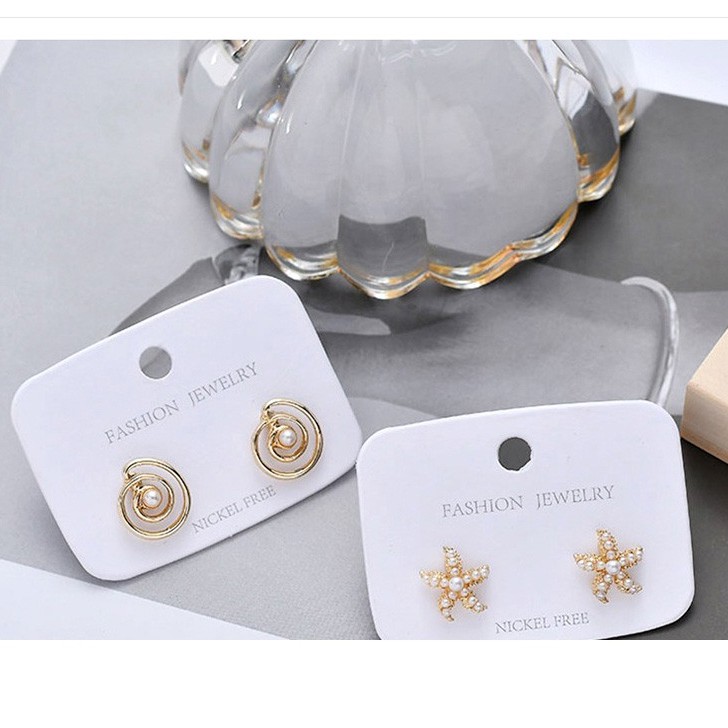 LRC Anting Tusuk Fashion Golden Starfish Shell Studs D73172