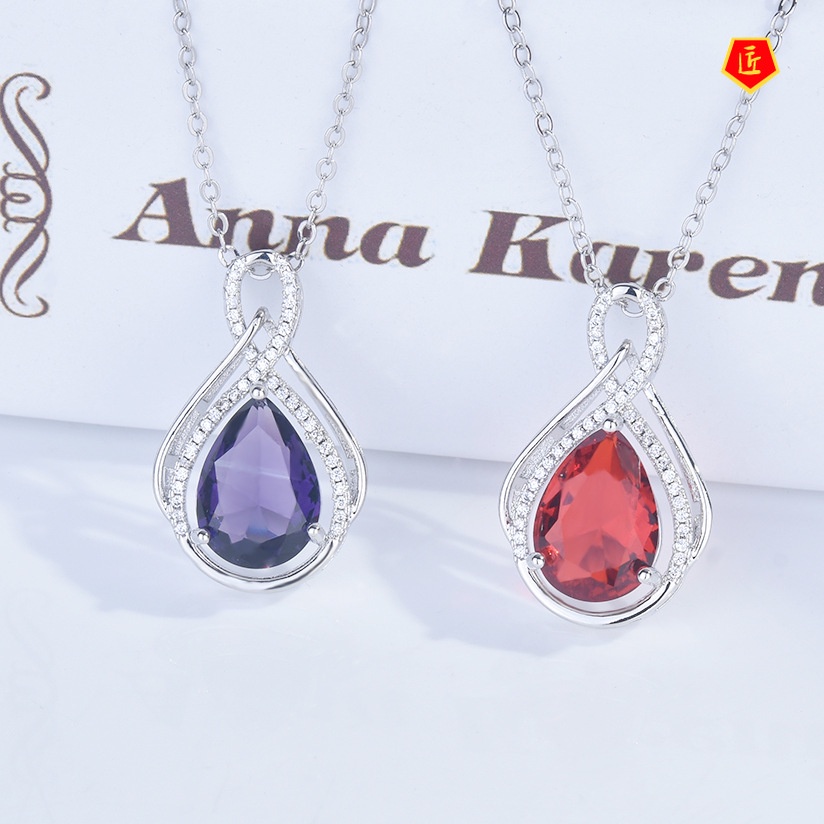 [Ready Stock]5 Karat Amethyst Pendant 18K Gold Colored Gemstone Elegant Temperament