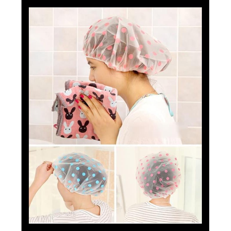 Diskon Cp035 Topi Mandi Penutup Rambut Masak Tahan Air Shower Cap Bathing Hat Ori