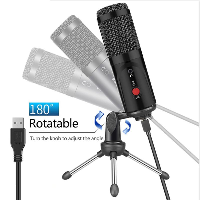 MICROPHONE MIC CONDENSER USB CONDENSER REKAMAN SUARA MIKROFON USB PODCAST LIVE ZOOM RECORDING GAMING