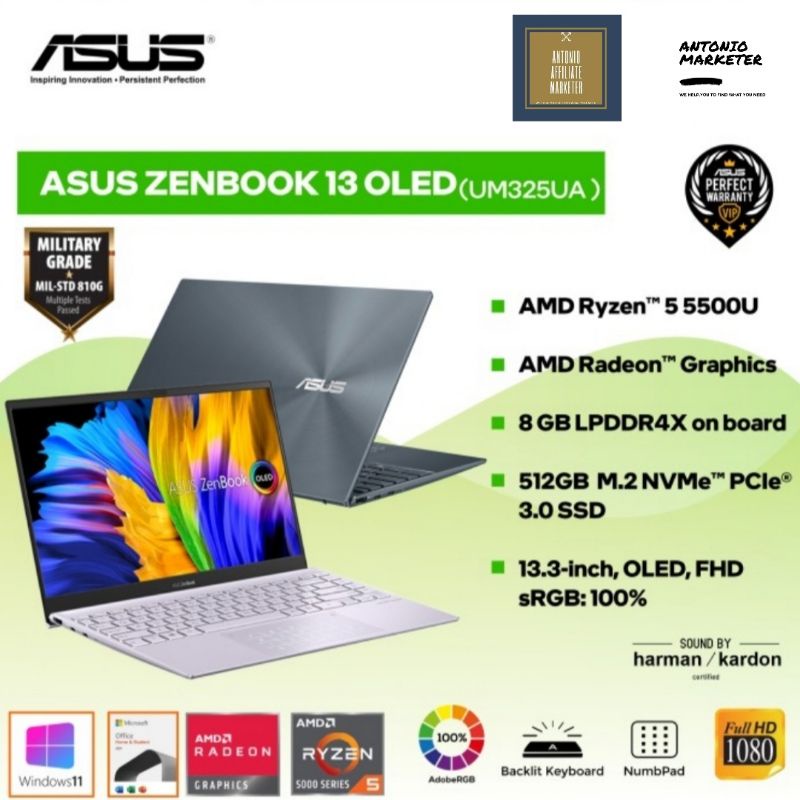 Asus Zenbook 13 OLED UM325UA AMD Ryzen 5-5500U 8GB RAM 512GB SSD