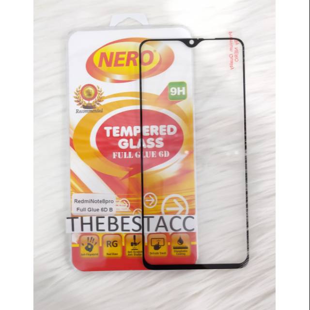 TEMPERED GLASS FULL GLUE 6D REDMI NOTE 8 PRO NERO ORIGINAL-HITAM