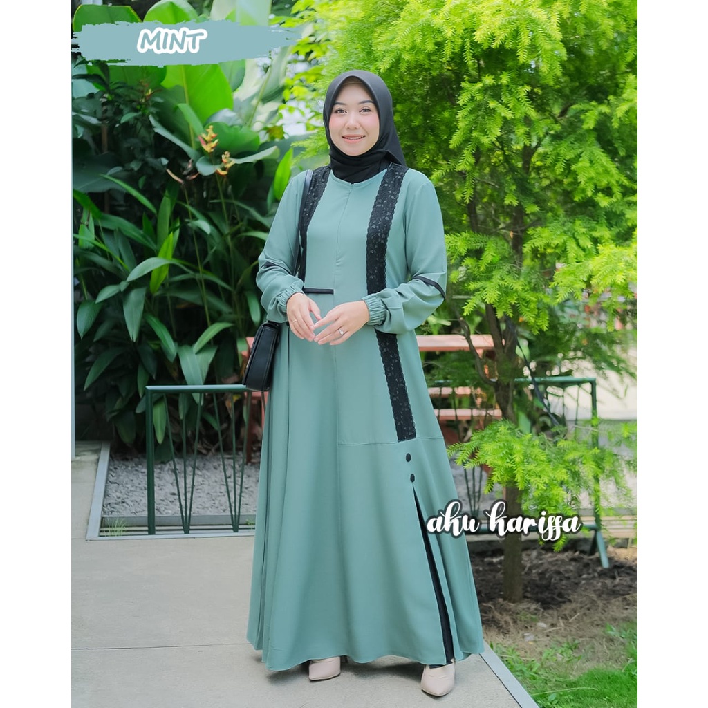 Shanza YUFA aku karissa renda dress itycrepe gamis wanita kekinian original