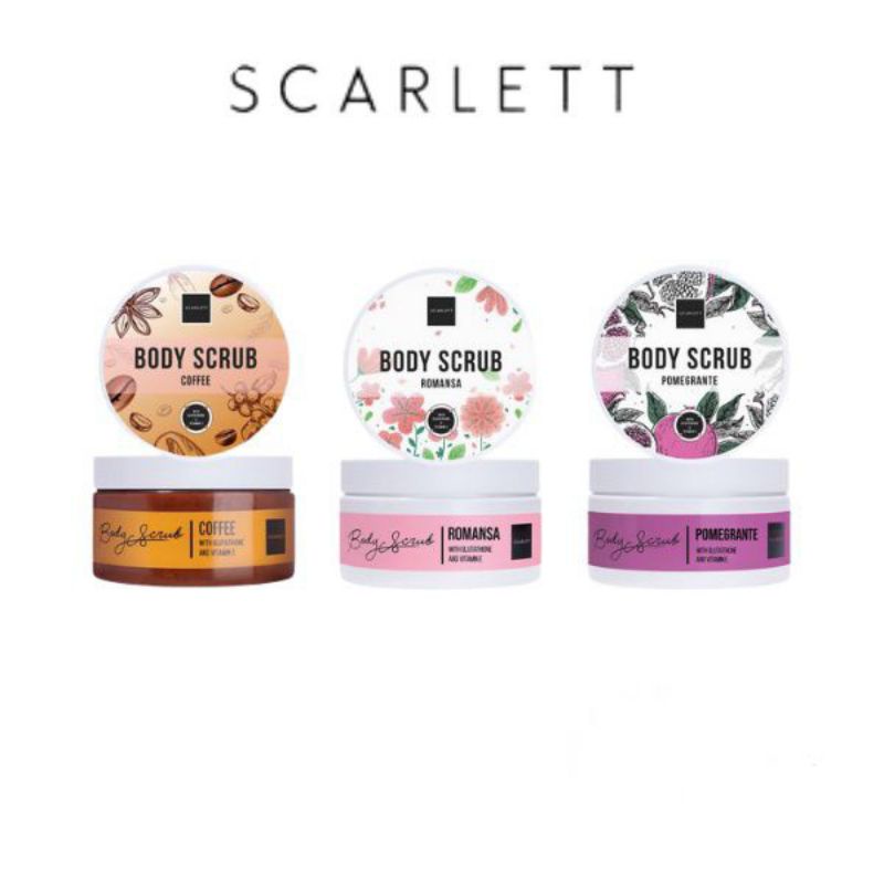 SCARLETT Whitening Body Scrub Loving / Happy / Jolly / Charming / Romansa / Pomegrante / Coffee By Felicya Angelista