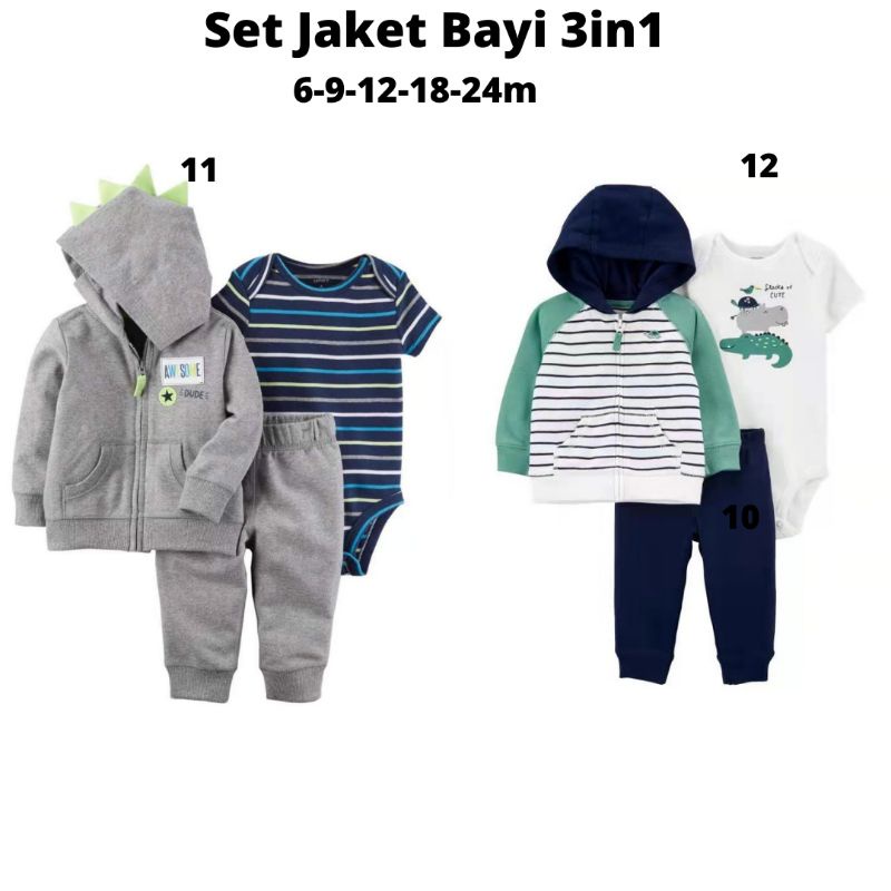 Set Jaket Bayi, setelan jumper Jaket bayi motif dino/ baby jacket import, jaket bayi lucu