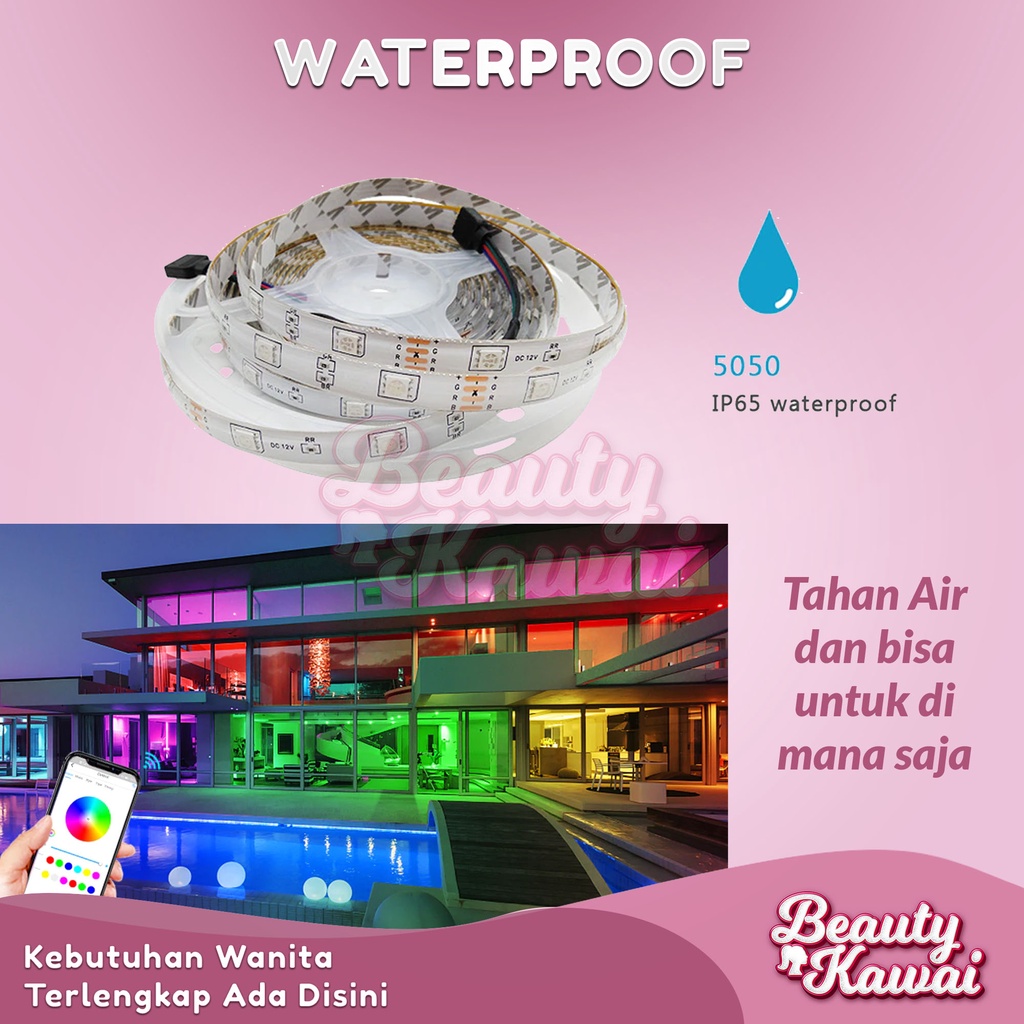 Rixme LED Lampu Strip IP65 Wifi Wireless With Music Sync 12V Perle -5050-Wifi