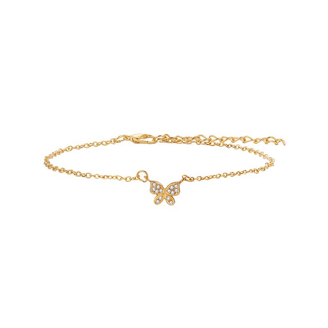 LRC Gelang Kaki Fashion Alloy + Rhinestone Diamond Butterfly Alloy Anklet K97140