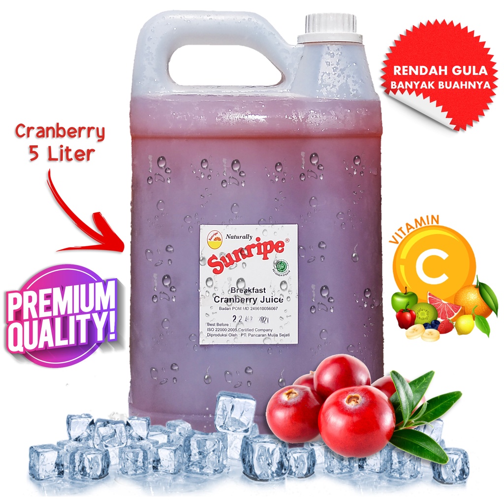 

Jus Cranberry - Cranberry Juice SUNRIPE 5 Liter