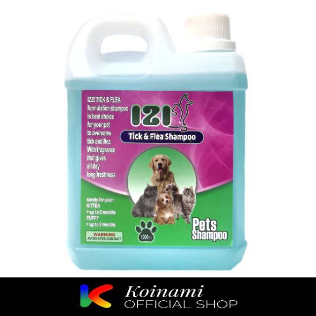 SHAMPO IZI TICK &amp; FLEA 1 liter BIRU / SHAMPO KUTU kucing anjing / pet SHOP / GROOMING / TALI MAS