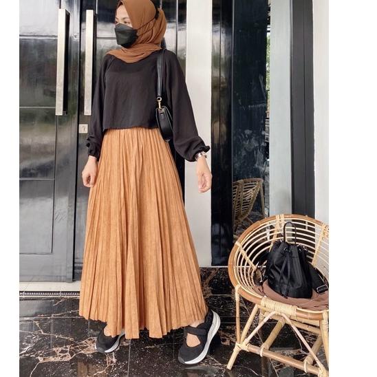 LANGSUNG ATC.. Rok Suede Skirt Panjang 94Cm Suede Skirt Import by London Girl