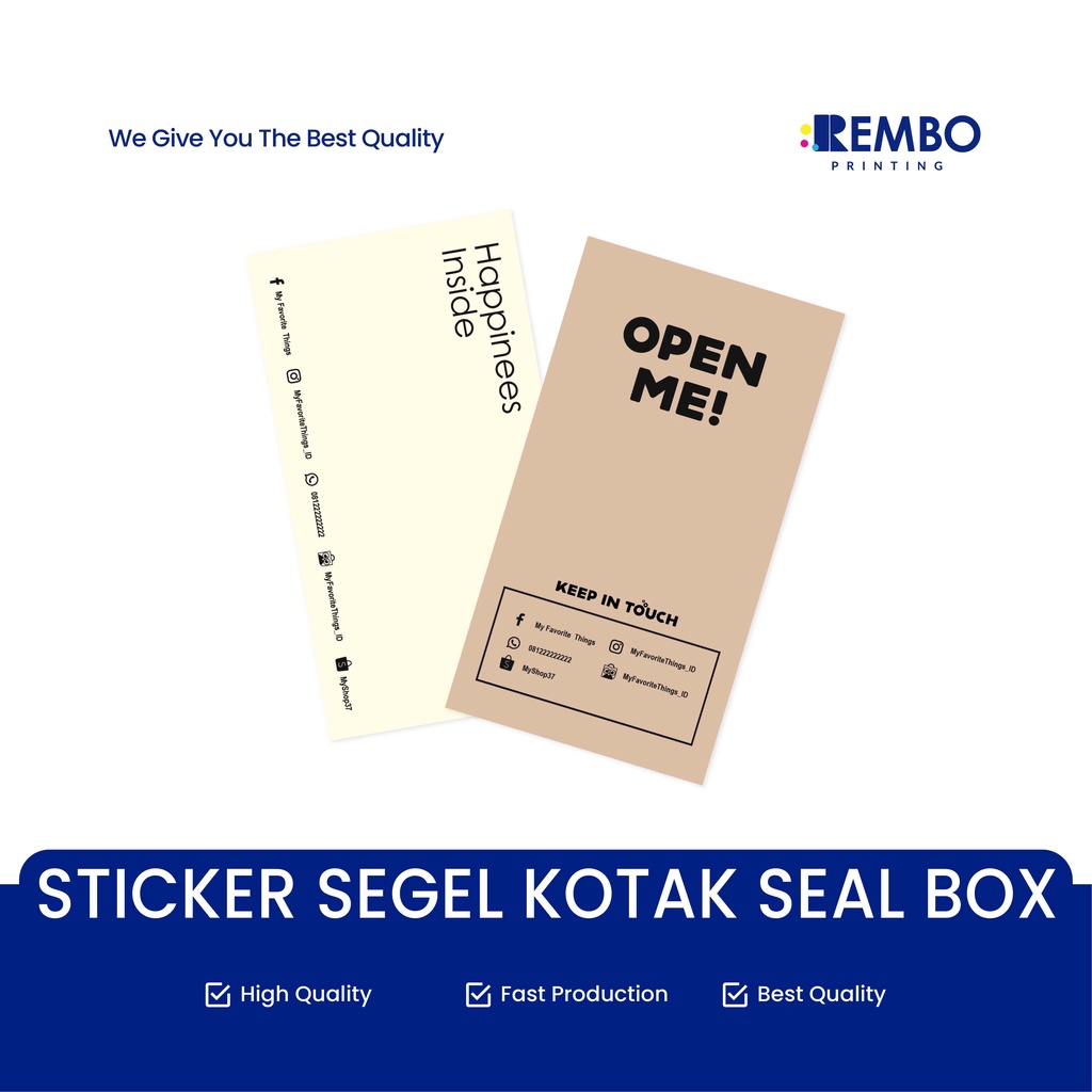 STICKER SEGEL KOTAK SEAL BOX STIKER ONLINE SHOP MURAH CUSTOM OLSHOP KEMASAN KUE PRODUK