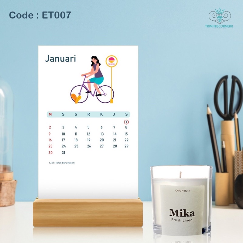 

Kalender Meja Kayu aestetic, Lilin aromaterapi - Hampers Hadiah
