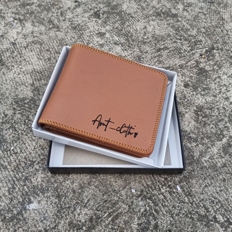 DOMPET PRIA SEMI KULIT AMT 02 POLOS PENDEK COKLAT MUDA