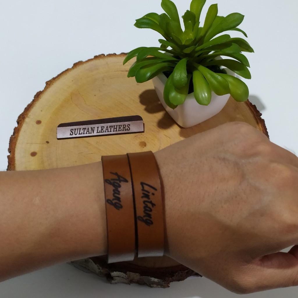 Gelang Kulit Dan Gelang Couple / Gelang Custom Nama / Gelang Kulit Asli 100% Gratis Sultan Leathers