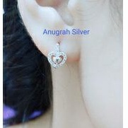 (COD)Anting jepit fashion wanita remaja/dewasa Love dobel perak asli 925/silver lapisan emas putih murni.