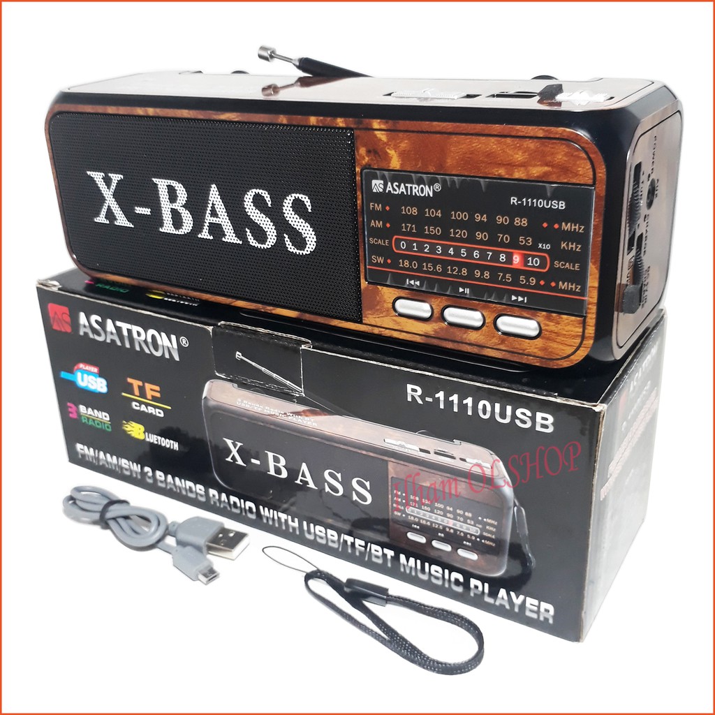 Speaker Asatron Bluetooth + Radio AM-FM USB MP3 Player Suara Mantap