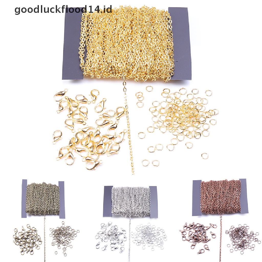 [OOID] 5M 2mm Chains Lobster Clasp DIY Bracelet Necklace Jewelry Making Materials Set ID