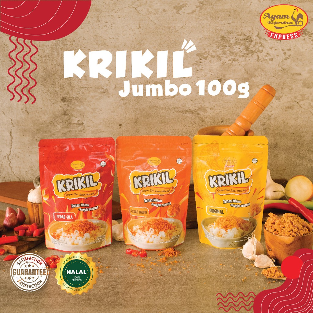 

KRIKIL - Paket Hemat Kremesan Ayam Keprabon Rasa Original Pedas Nagih Pedas Gila (3 pcs - @100g) Cemilan Instan Makanan Camilan Siap Saji