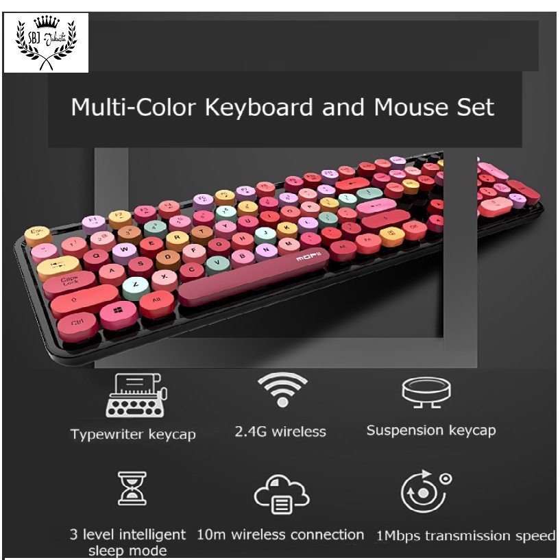 Mofii Keyboard Mouse set Premium model Retro Wireless 2.4G Colorful - SB12