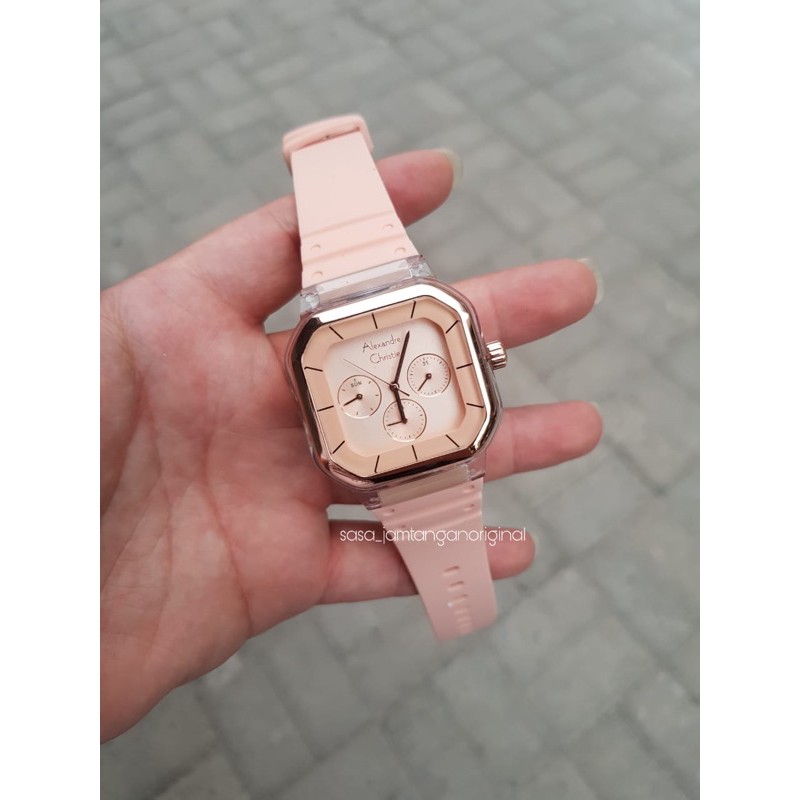 Jam Tangan Alexandre Christie Ac 2811 Original Peach Wanita