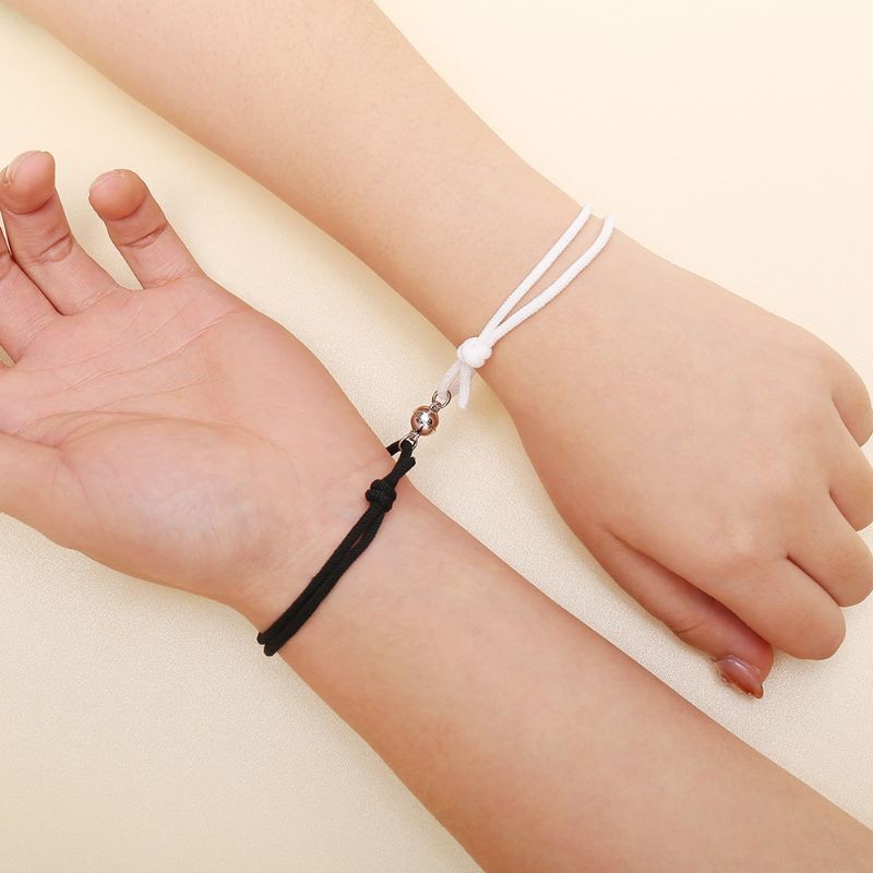 Sepasang (2 buah) Gelang Pasangan Magnet Couple Leather Bracelet Koneksi