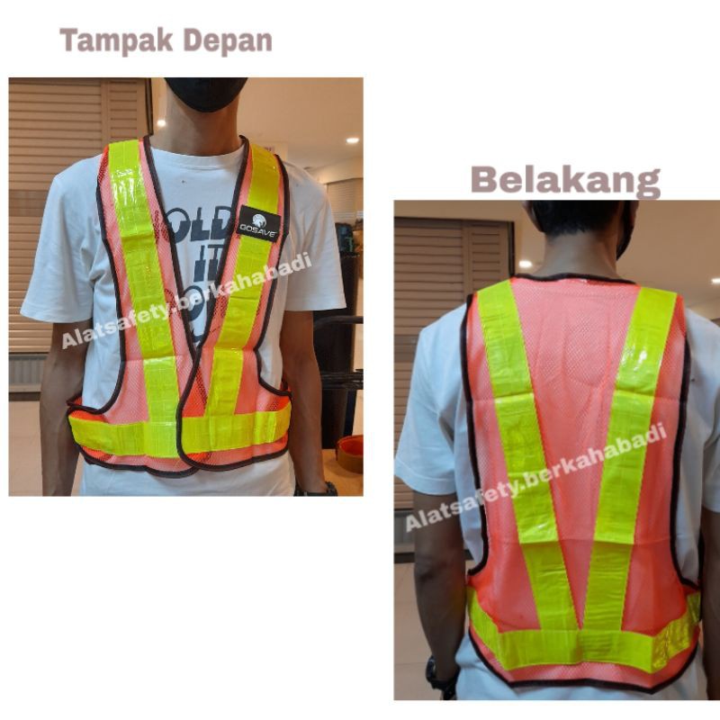 Rompi V Guard Jaring Orange / Safety Vest Scotlite PVC Rompi v proyek