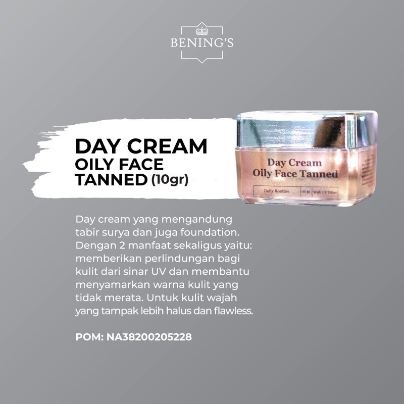 Day Cream Oily Face Tanned / By Dr oky pratama / Benings clinic