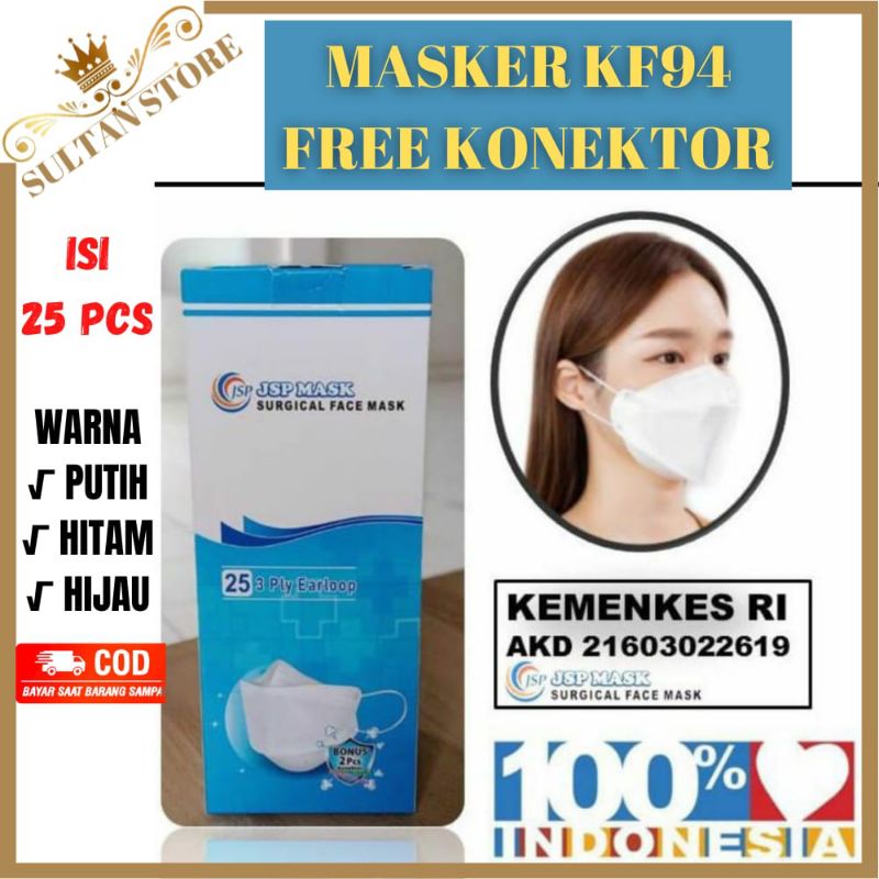 Masker Kf94 jsp Korea warna warni putih hitam hijau medis isi 50pcs jsp mask mouson sensi hijab
