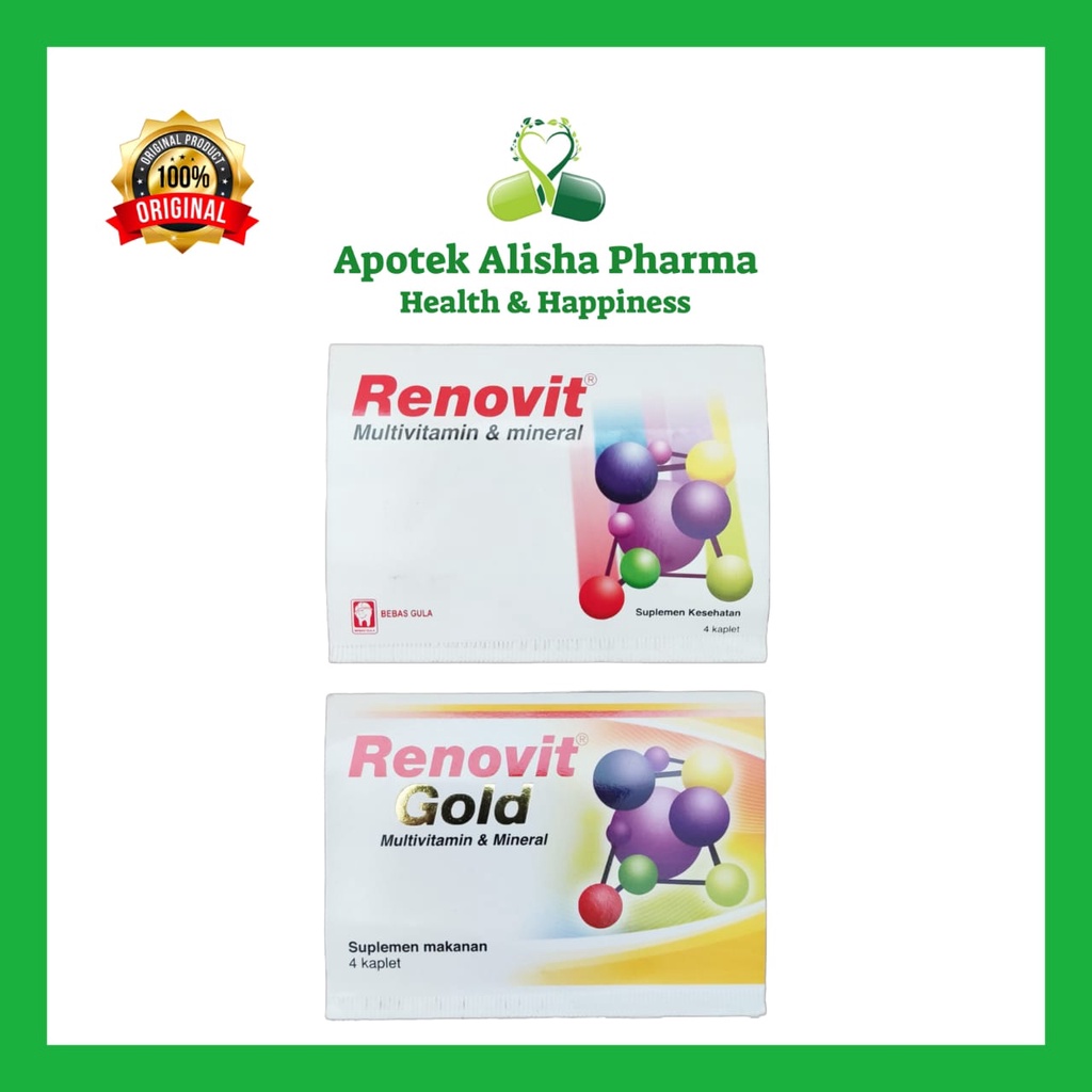 RENOVIT TABLET/RENOVIT GOLD Strip 4 Tablet-Renovit Tablet/Renovit Gold tablet Suplemen/Multivitamin Mineral/Daya Tahan Tubuh/Renofit/Renopit tablet