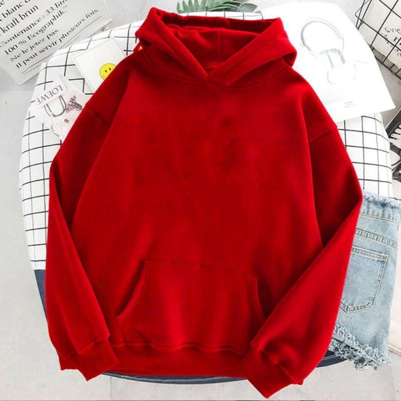 LyfashionStore Sweater Hoodie Wanita KING POLOS-Merah