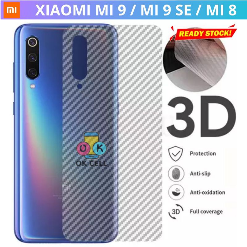 Back Skin Carbon 3D Xiaomi Mi 9 Mi 9se Mi 8 Garskin Karbon Sticker Anti Gores Belakang Premium