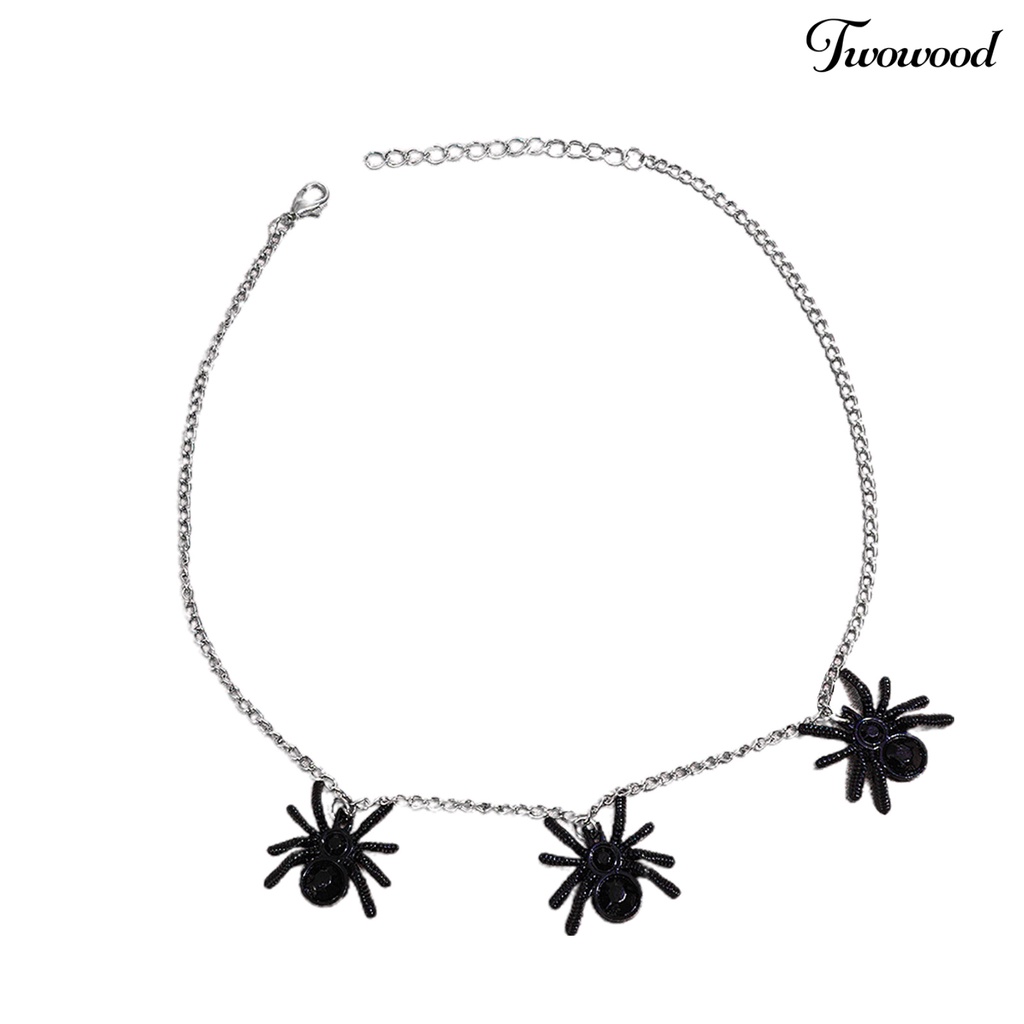 Twowood Three Spider-Shaped Pendants Women Necklace Classic Alloy Exaggerated Gothic Halloween Necklace Party Jewelry