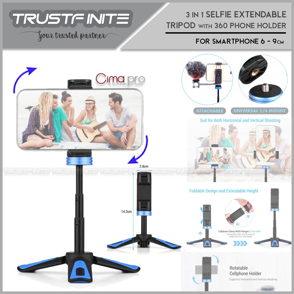 Mini Tripod Extension Holder Lipat 360 Tripod Tongsis for Smartphone Vlog Action Cam Insta360 GoPro 