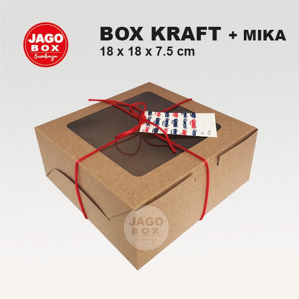 Box Kotak Dos Nasi Kue Snack Kraft 18 x 18 x 7,5 cm Jendela Mika