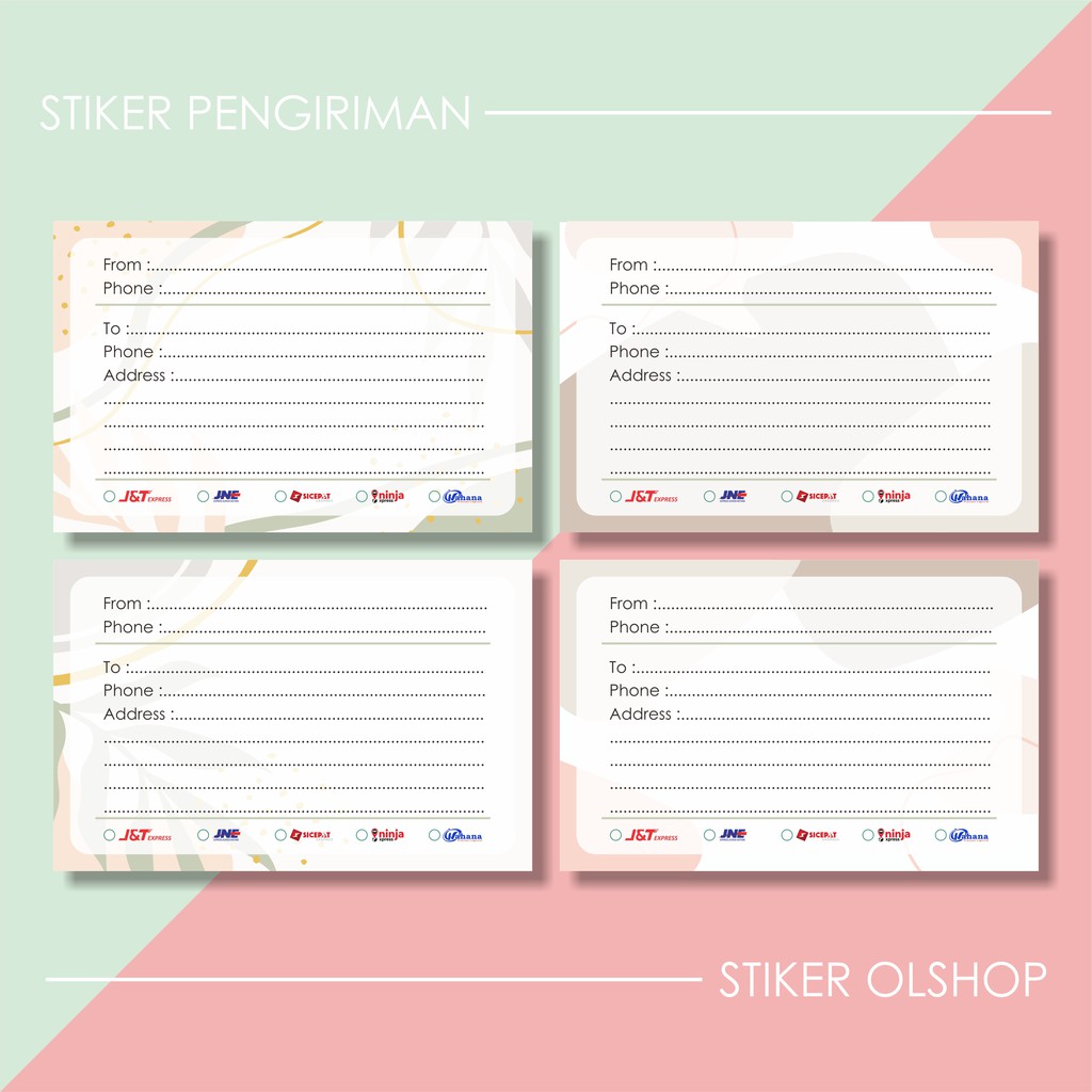 Jual STIKER PENGIRIMAN ONLINE SHOP STIKER LABEL PENGIRIMAN STIKER ALAMAT UK KECIL SEDANG