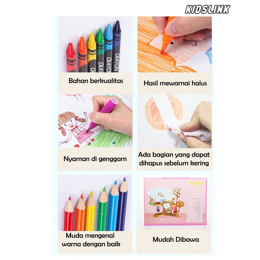 208 Perlengkapam Pensil Warna Crayon 150pcs 180 Drawing Set Coloring Spidol Oil Pastels Kado Lebaran