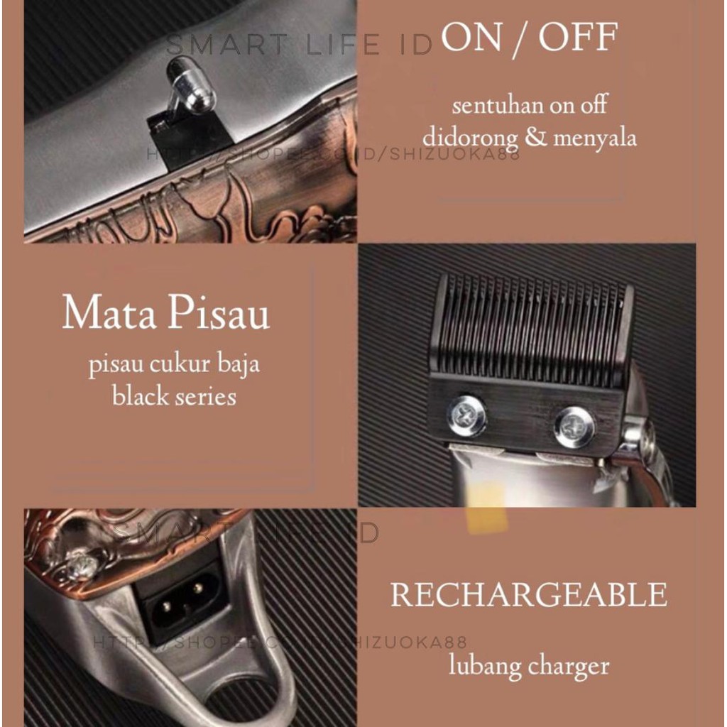 Kemei KM 3705 Alat Cukur Rambut Hair Clipper Electric Cordless RPM Digital Mesin Cukuran KM-3705