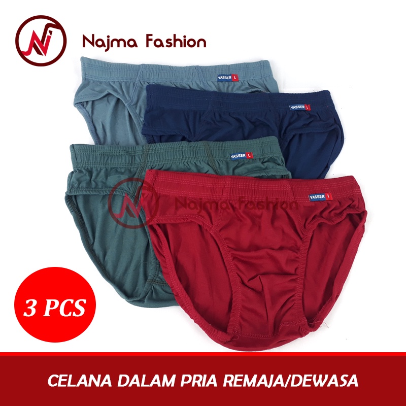 N363-(Dapat 3 pcs) Celana Dalam Pria YASSER Remaja dan Dewasa/CD Pria Polos