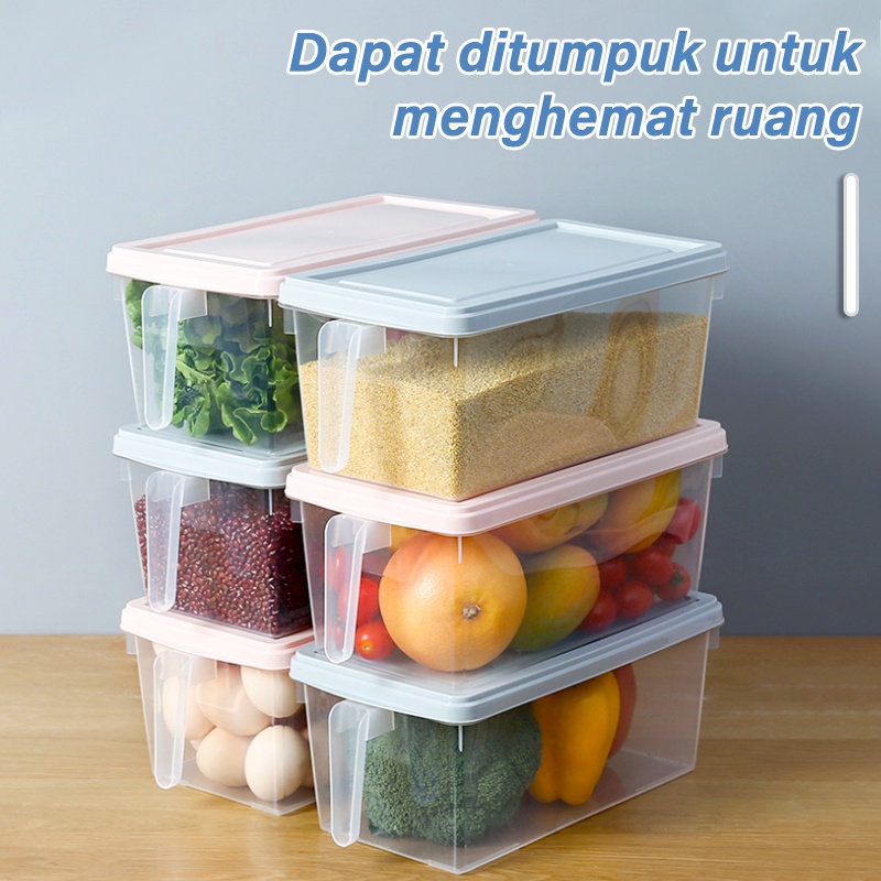 Letyeah &amp; Anantagt Kontainer Transparan Kotak Persegi Kulkas Food Grade Storage Box/Tempat Penyimpanan Makanan Sayur Buah