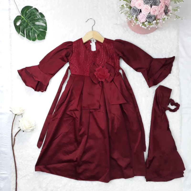 Dress muslim anak perempuan / baju muslim anak perempuan /  gaun  pesta anak