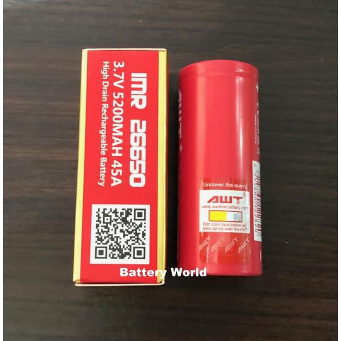 Battery / Batere AWT 26650 5200mAh 45A Original (Bukan 18650) DISKON
