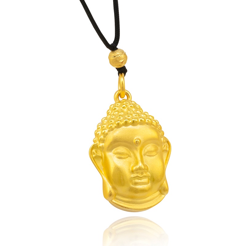 Kalung Liontin Kepala Buddha Emas Asli Kadar 375Gaya Korea Untuk Pria Dan Wanita