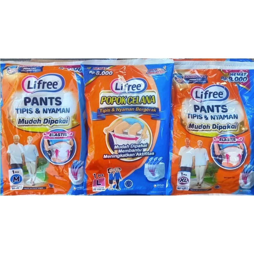 Lifree Popok Celana Dewasa Ukuran M/L/XL (Renteng), Popok Dewasa