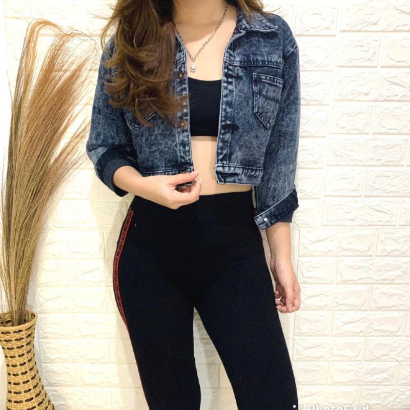 Jaket Jeans Crop Snow Black