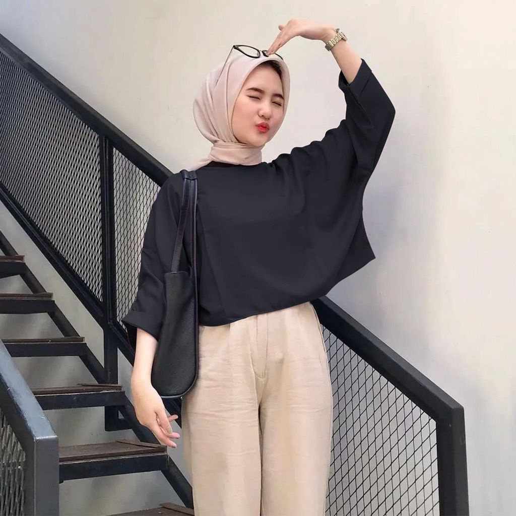 (AMD) BLOUSE BRILIAN KEMEJA CROP OVERSIZE AIRFLOW ATASAN WANITA